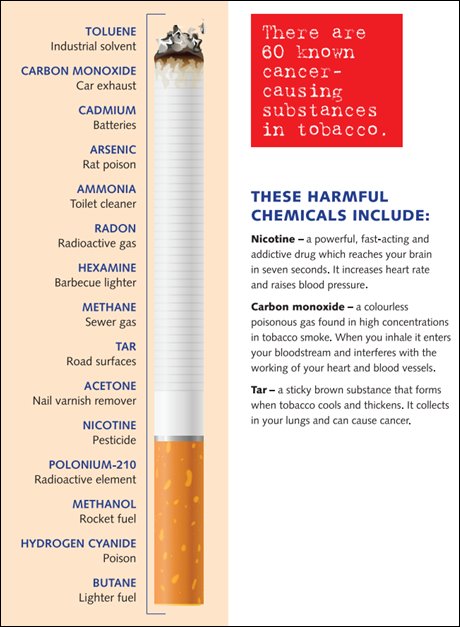 chemicals inside a cigarrete