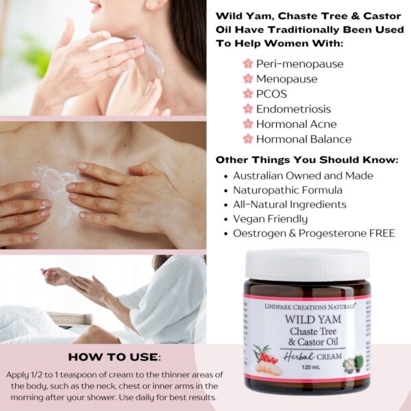 Wild Yam, Chaste Tree and Castor Oil Cream for hormone balance